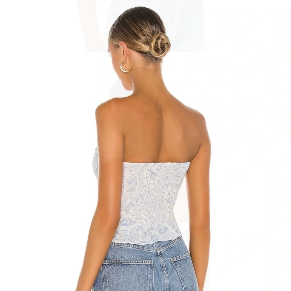 SOLD Free People Brighter Mornings Tube Top in Blue Jean Combo - Picture 4 of 4